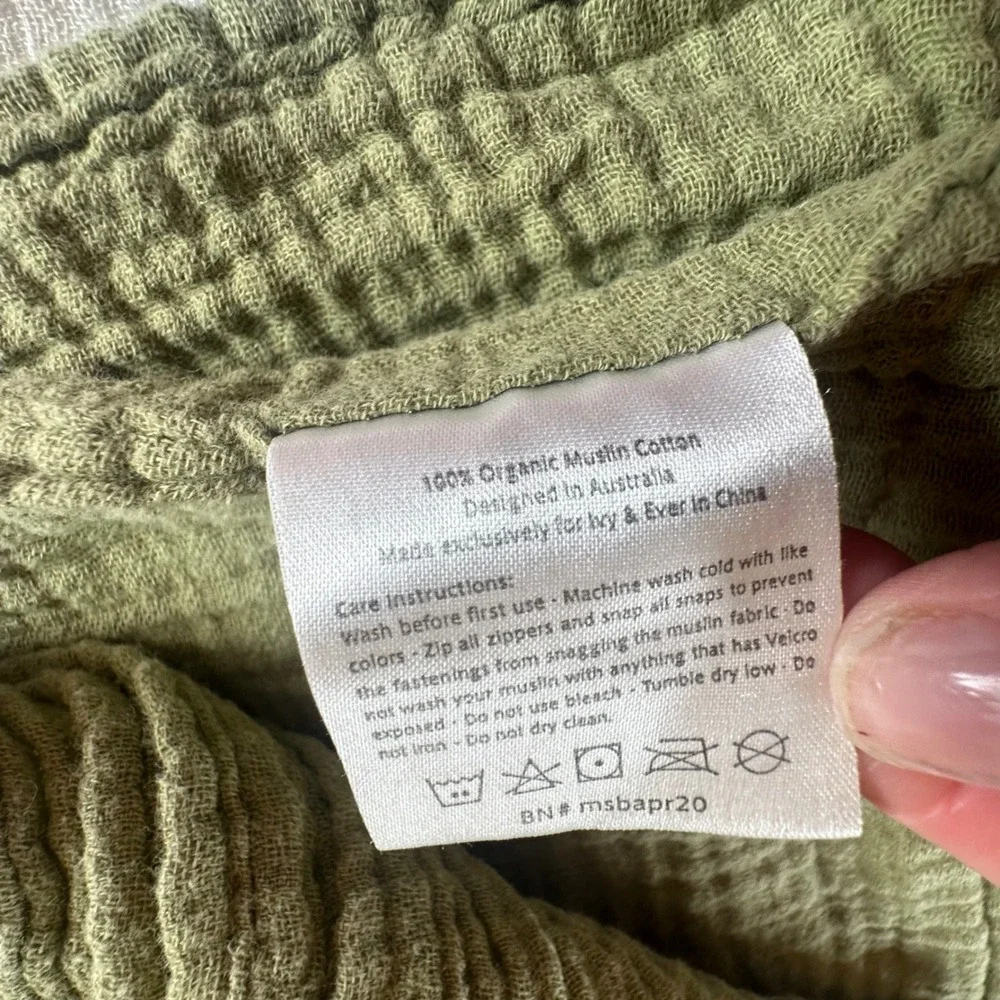 Ivy & Ever Comfy Cubs Muslin Swaddle Blanket Lot 5 Organic Cotton Bamboo Sage